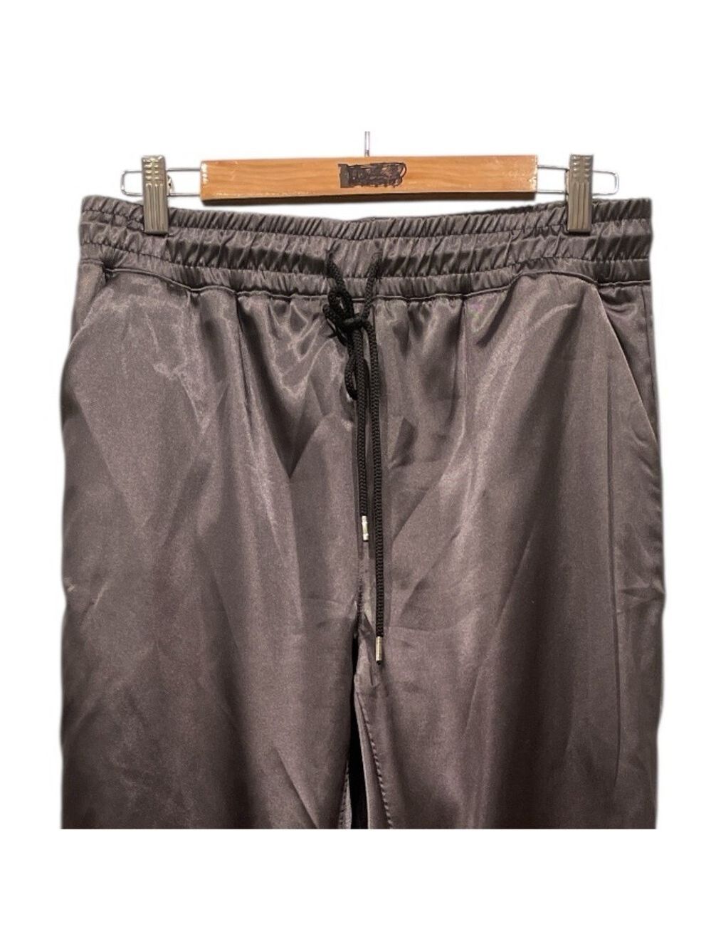 Fidelity Denim Small Charcoal Satin Jogger Pants Drawstring Waist - Picture 5 of 9